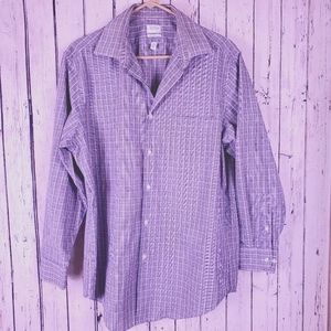 Arrow Mens Athletic Fit Plaid Work Dress Shirt Lg